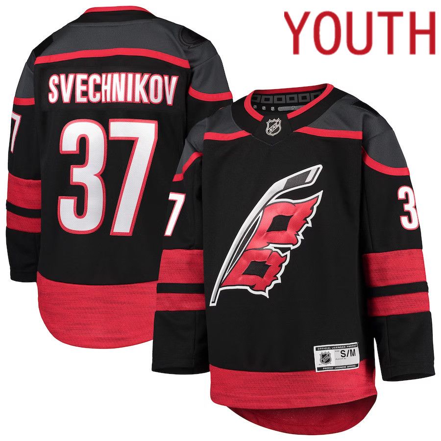Youth Carolina Hurricanes #37 Andrei Svechnikov Black Alternate Premier Player NHL Jersey